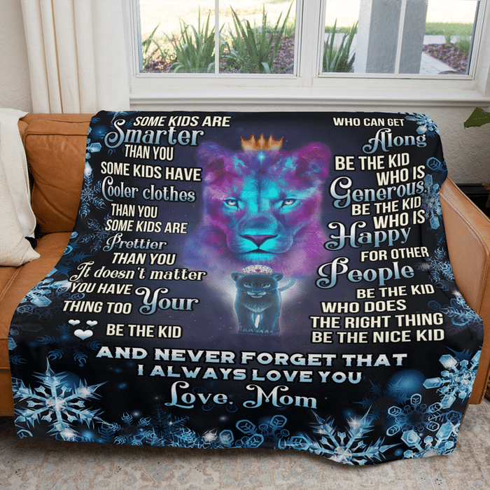 Personalized Blanket To My Daughter From Mom Some Kid Are Smarter Than You Print Snowflakes Old Lion And Baby