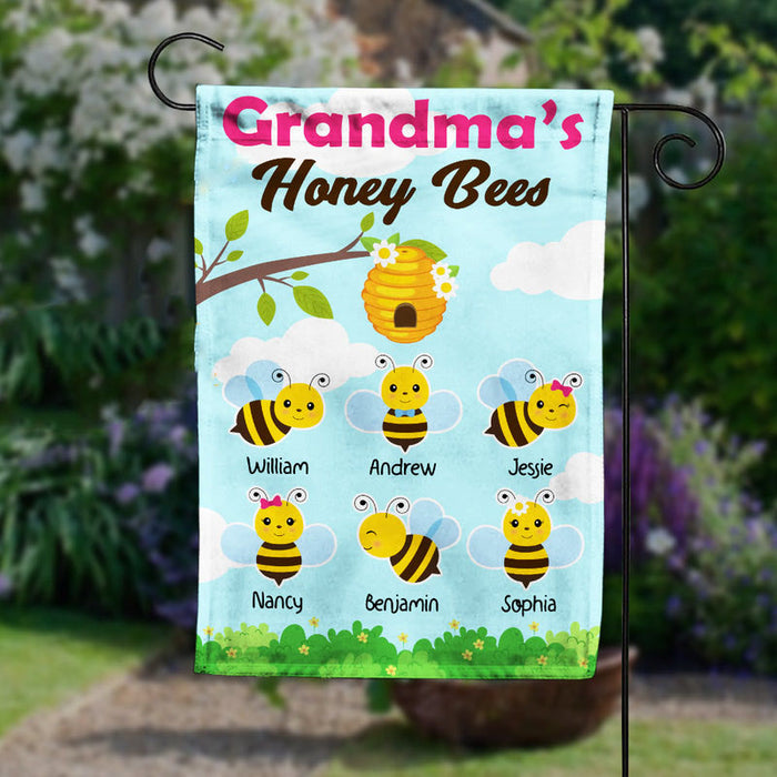 Personalized Garden Flag For Grandma Nana's Honey Bees Custom Grandkids Name Welcome Flag Gifts For Birthday
