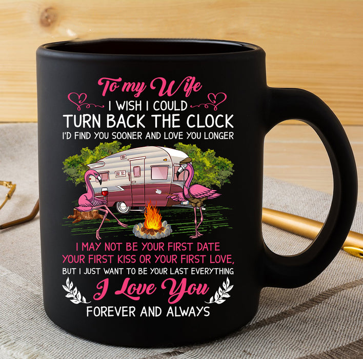 Personalized Coffee Mug For Wife From Husband Flamingo Couple Camping Meaning Custom Name Black Cup Gifts For Christmas