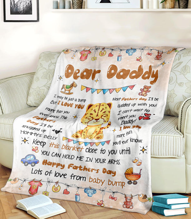 Personalized Blanket To My Dad From Baby Bump Happy Father's Day Cute Funny Baby Leopard Print Custom Name