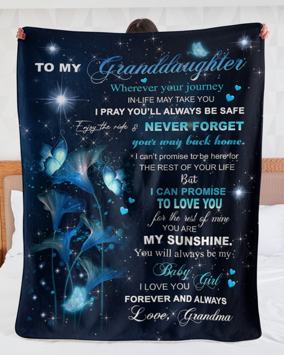 Personalized To My Granddaughter Blanket From Grandpa Grandma Lily Flower Galaxy Always Be Safe Custom Name Xmas Gifts