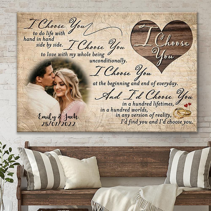 Personalized Canvas Wall Art For Couples I Choose You To Do Life With Hand In Hand Custom Name Photo Poster Prints Gifts