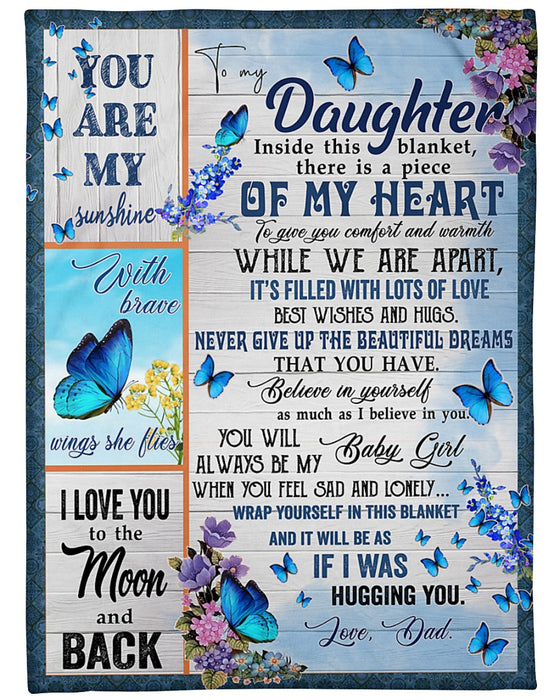 Personalized To My Daughter Blanket From Mom Dad Colorful Floral Butterflies Wings She Flies Custom Name Christmas Gifts