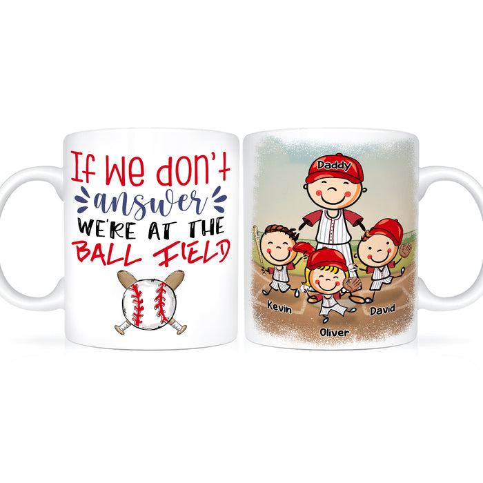 Personalized Coffee Mug For Dad From Kids Baseball Lovers We're At The Ball Field Custom Name Ceramic Cup For Birthday
