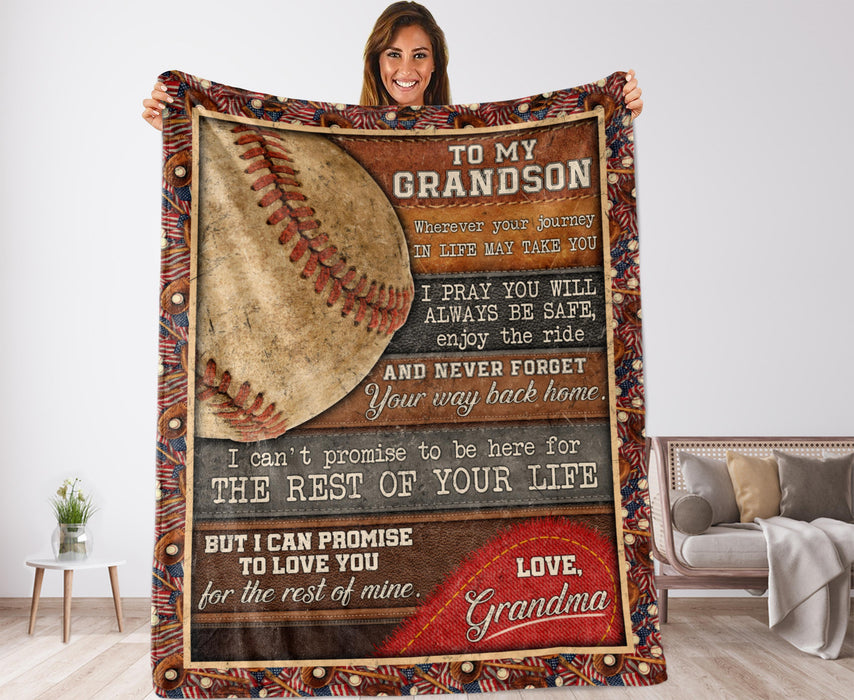 Personalized To My Grandson Blanket For Baseball Lovers Wherever Your Journey In Life May Take You Baseball Ball Printed