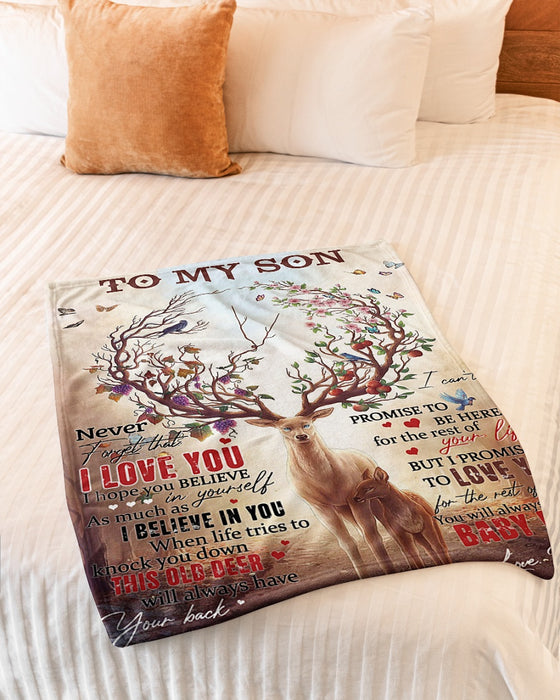 Personalized To My Son Blanket From Dad Mom Custom Name Deer Tree Promise To Be Here Gifts For Christmas Xmas Birthday