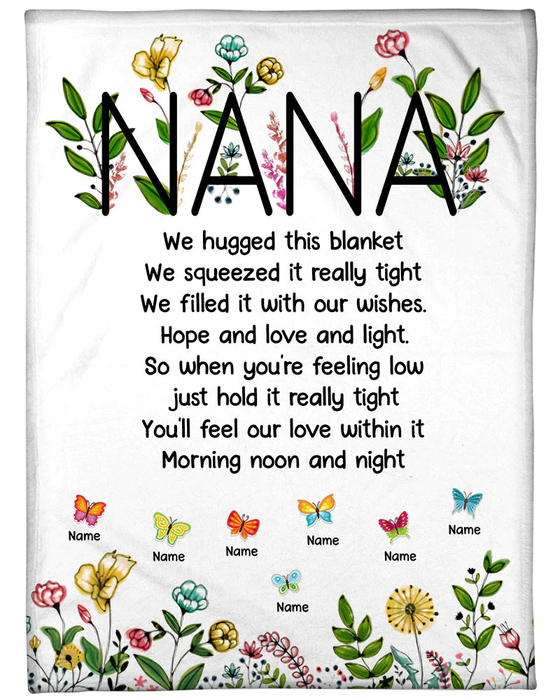 Personalized To My Grandma Blanket From Grandkids Nana Wild Flower Butterflies Hope Custom Name Christmas Gifts