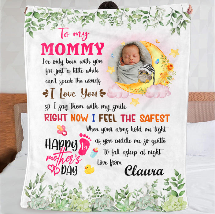 Personalized Blanket For New Mom Cute Owl With Moon I've Only Been With You Custom Name Photo Gifts For 1st Mothers Day