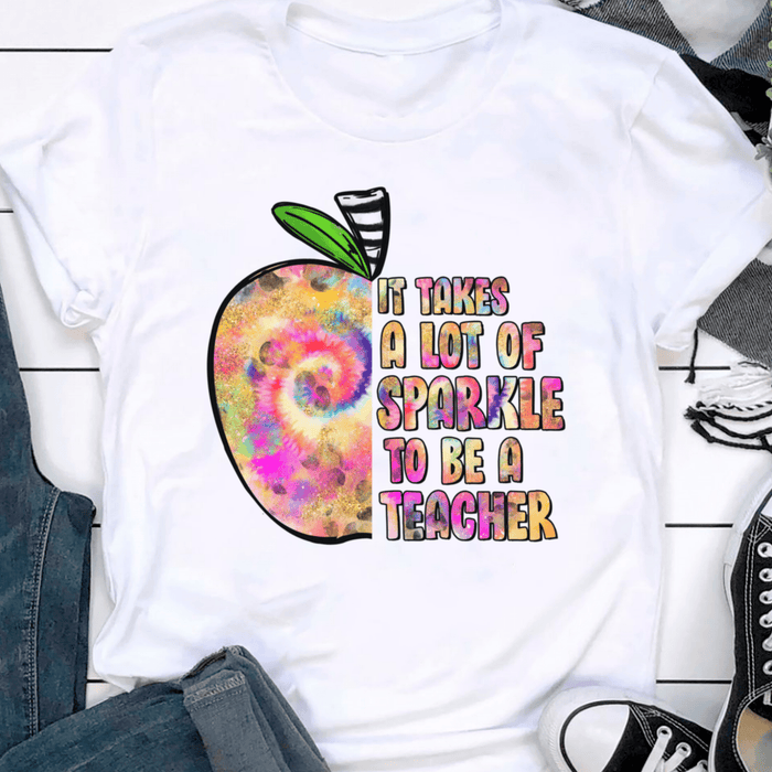 Personalized T-Shirt For Teachers It Takes A Lot Of Tie Dye Apple Design Custom Job Title Back To School Outfit