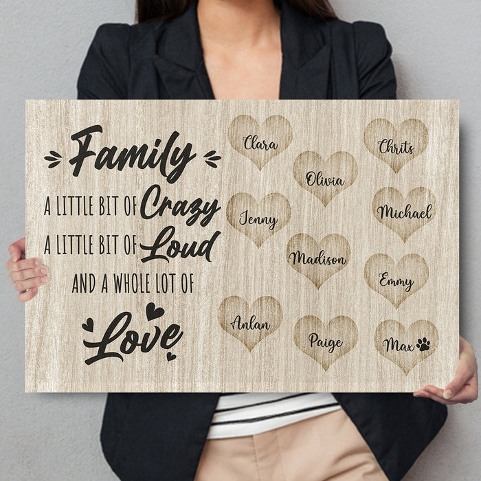 Personalized Canvas Wall Art Gifts For Family Wooden Heart A Little Bit Crazy Custom Name Poster Prints Wall Decor