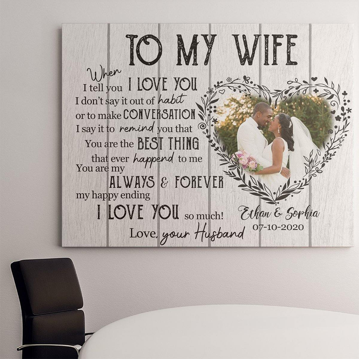 Personalized To My Wife Canvas Wall Art From Husband When I Tell Love You Vintage Custom Name Photo Canvas Poster Gifts
