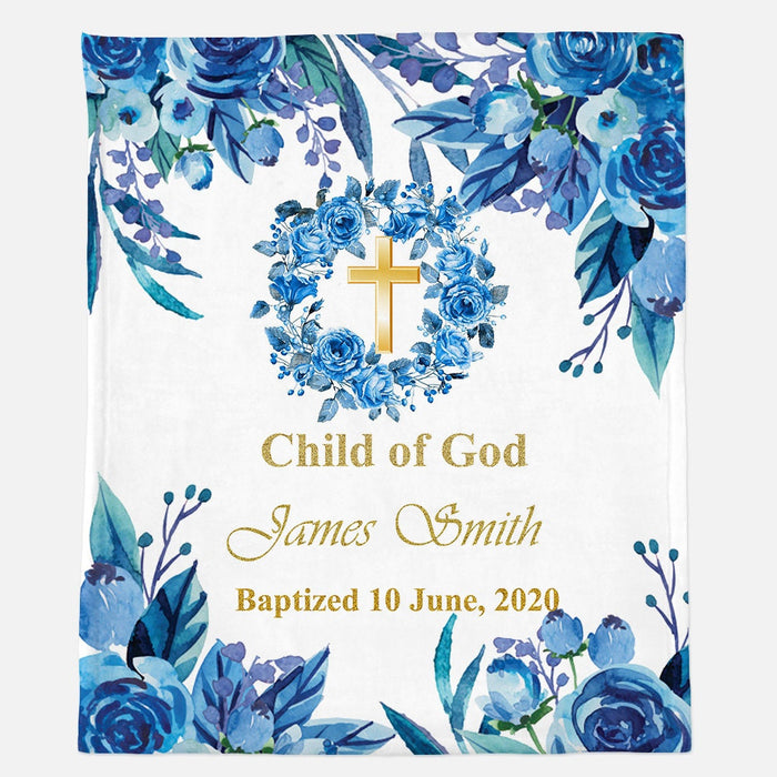 Personalized To My Godchild Blanket From Godparents Baptism Christening Cross Flowers Custom Name Gifts For Christmas