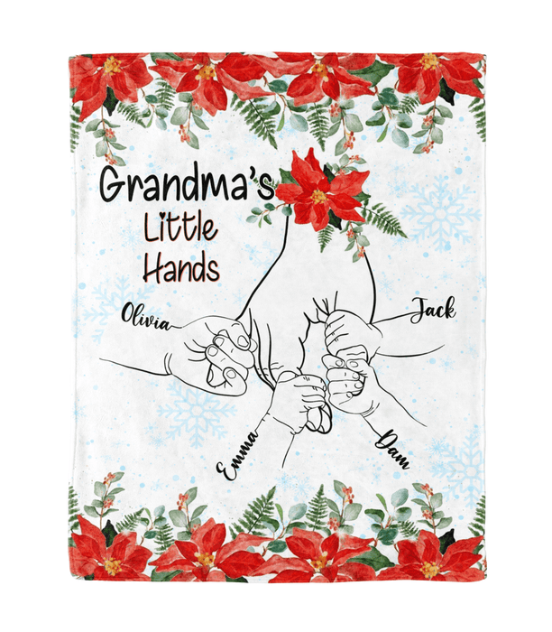 Personalized To My Grandma Blanket From Grandkids Little Hand In Hand Florals Custom Name Gifts For Birthday Christmas