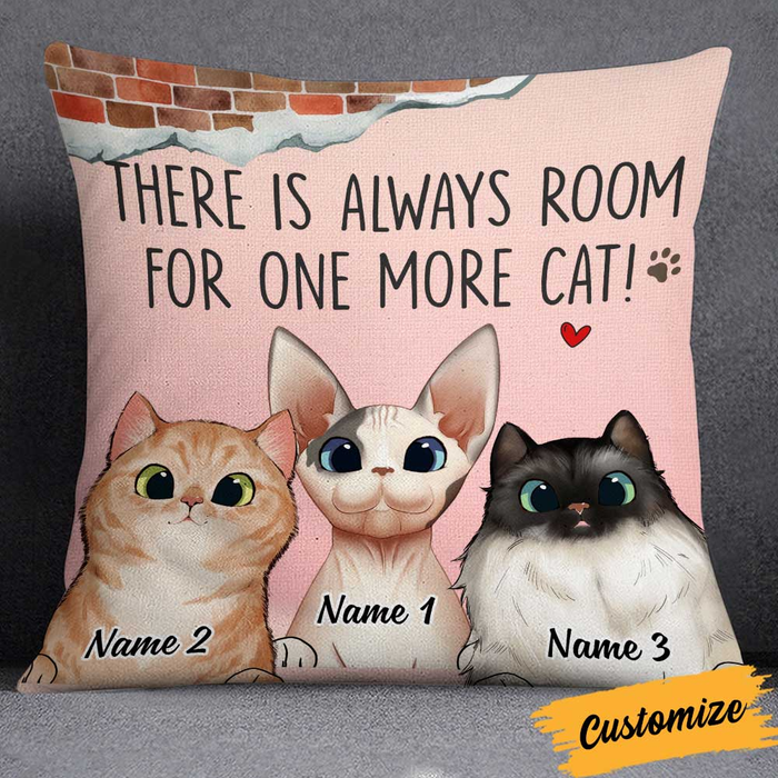 Personalized Square Pillow Gifts For Cat Lovers There Is Always Room For One More Cat Custom Name Christmas Sofa Cushion