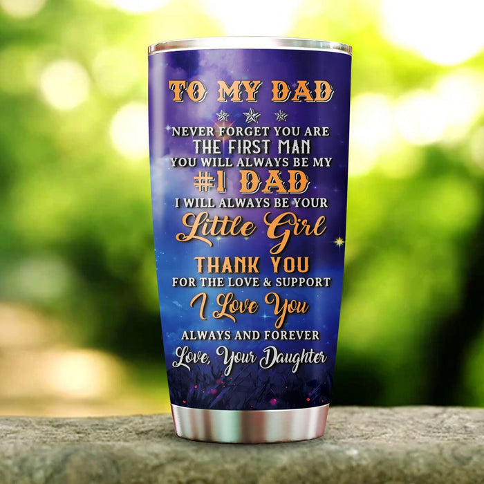 Personalized To My Daddy Tumbler From Daughter Moon Silhouette Love & Support Custom Name 20oz Travel Cup Bday Gifts