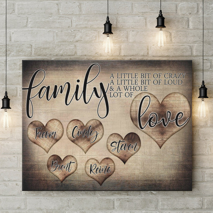 Personalized Wall Art Canvas For Family Whole Lot Of Love Vintage Heart Design Poster Print Custom Multi Name