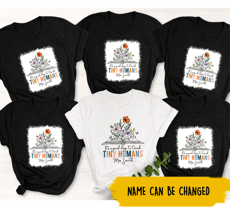 Personalized T-Shirt For Teachers Good Day To Teach Colorful Flower & Book Design Custom Name Back To School Outfit