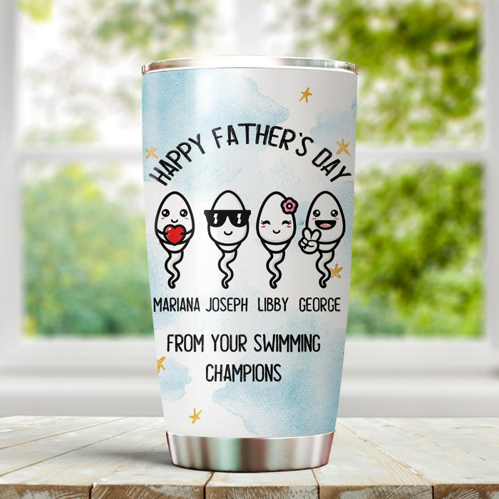 Personalized To My Dad Tumbler From Son Daughter Novelty From Swimming Sperms Custom Name 20oz Travel Cup Birthday Gifts