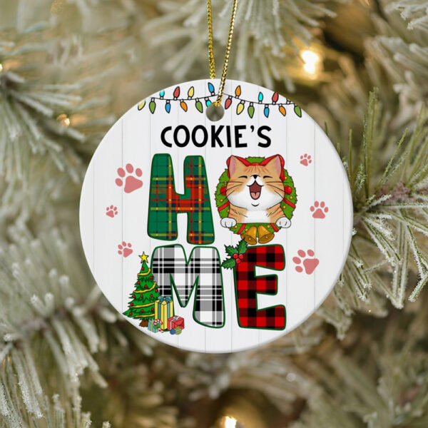 Personalized Ornament For Cat Lovers Cute Cookies Home Paws Wreath Custom Name Tree Hanging Gifts For Christmas