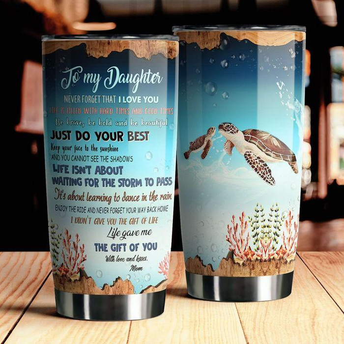 Personalized Tumbler To Daughter Gifts From Mom Dad Sea Turtle Ocean Theme Just Do Your Best Custom Name Travel Cup 20oz