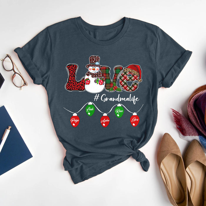Personalized Sweatshirt For Grandma From Grandkids Xmas Lights Love Grandmalife Custom Name Shirt Gifts For Christmas