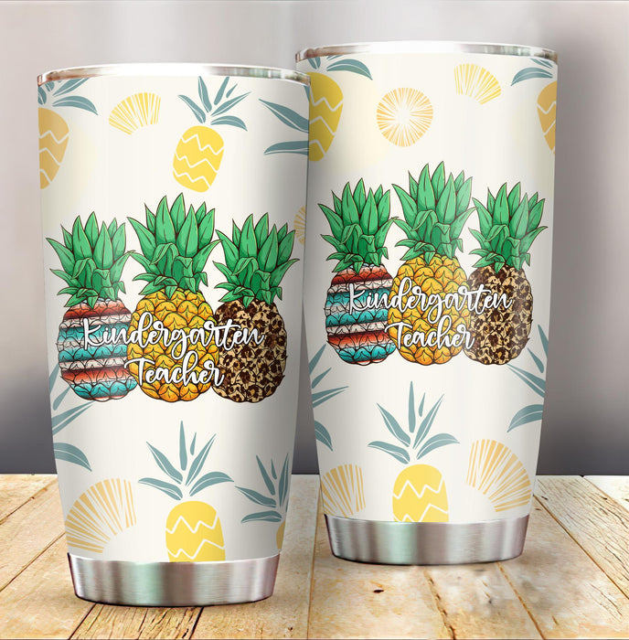 Personalized Tumbler For Teacher Leopard Pineapple Kindergarten Teacher Gifts For Back To School 20oz Funny Travel Cup