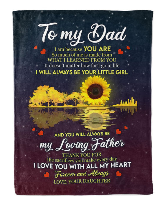 Personalized Blanket To My Dad From Daughter Love You With All My Heart Sunflower Printed Custom Name