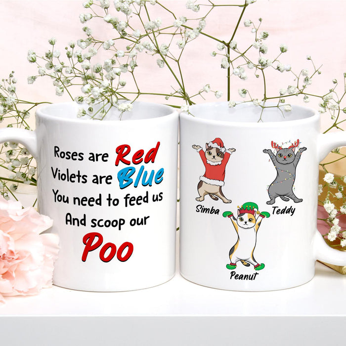 Personalized Coffee Mug Gifts For Cat Lovers You Need To Feed Us & Scoop Our Poo Custom Name White Cup For Christmas