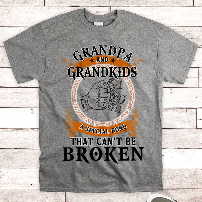 Personalized T-Shirt For Grandpa Fist Bump Design A Special Bond Custom Grandkids Name Father's Day Shirt