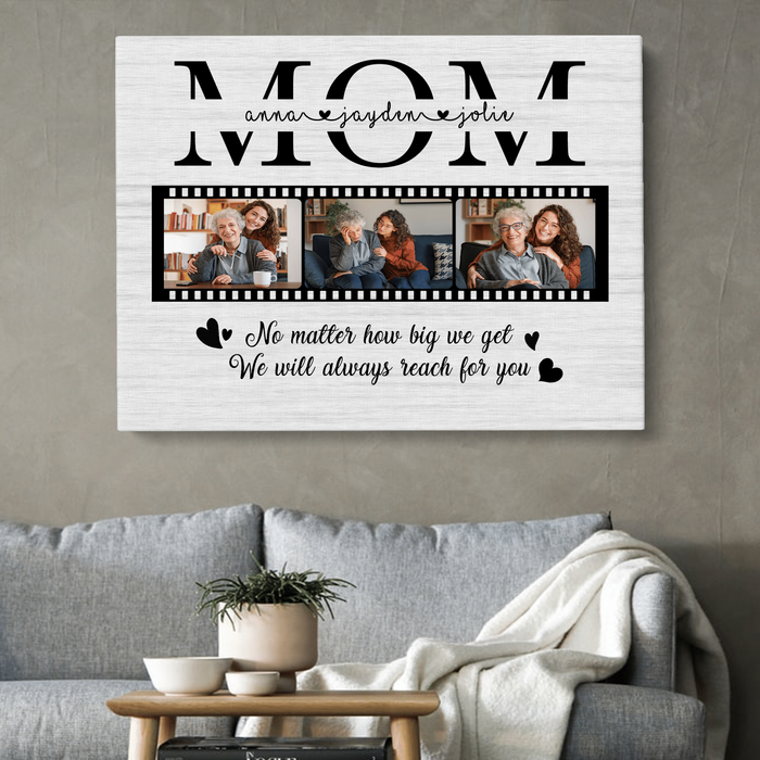 Personalized Canvas Wall Art For Mom From Kids No Matter How Big We Reach For You Custom Name & Photo Poster Home Decor