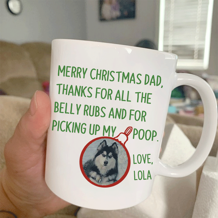Personalized Coffee Mug Gifts For Dog Owners Thanks For All The Belly Rubs Custom Name Photo White Cup For Christmas