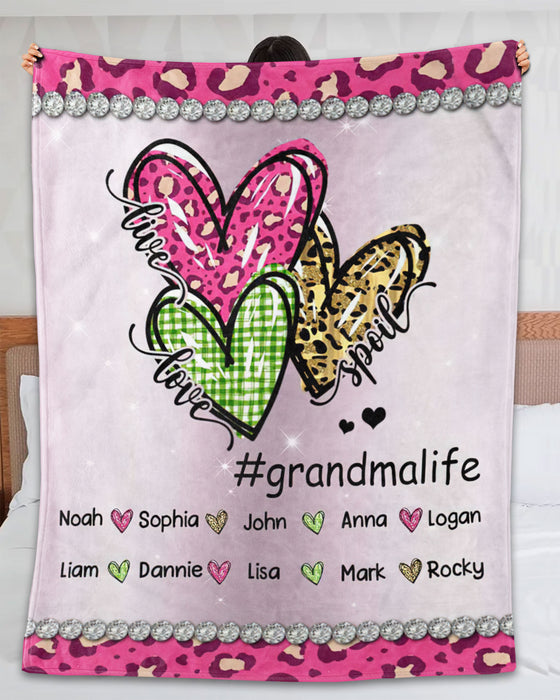 Personalized To My Grandmother Blanket From Grankids Spoil Grandma Life Leopard Pattern Custom Name Gifts For Christmas