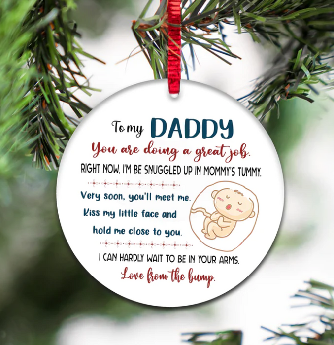 Personalized Ornament For New Dad You Are Doing Great Job Cute Bump Custom Name Hanging Tree Gifts For First Christmas