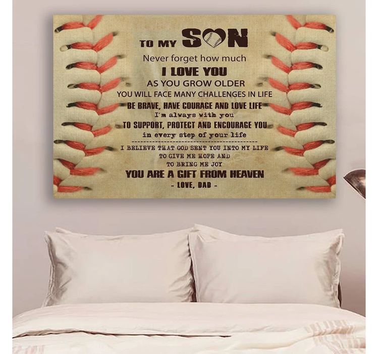 Personalized To My Son Canvas Wall Art God Sent You Into My Life Baseball Lover Custom Name Poster Prints For Christmas