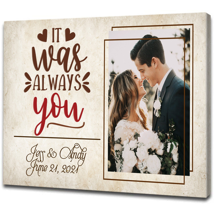 Personalized Canvas Wall Art For Couples It Was Always You Vintage Romantic Custom Name & Photo Poster Prints Gifts