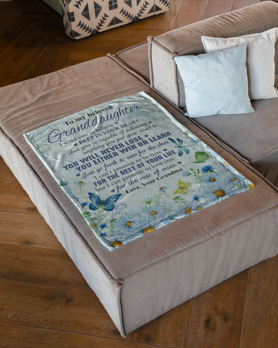Personalized To My Granddaughter Blanket From Grandparents Deep In Your Heart Butterflies Floral Custom Name Xmas Gifts