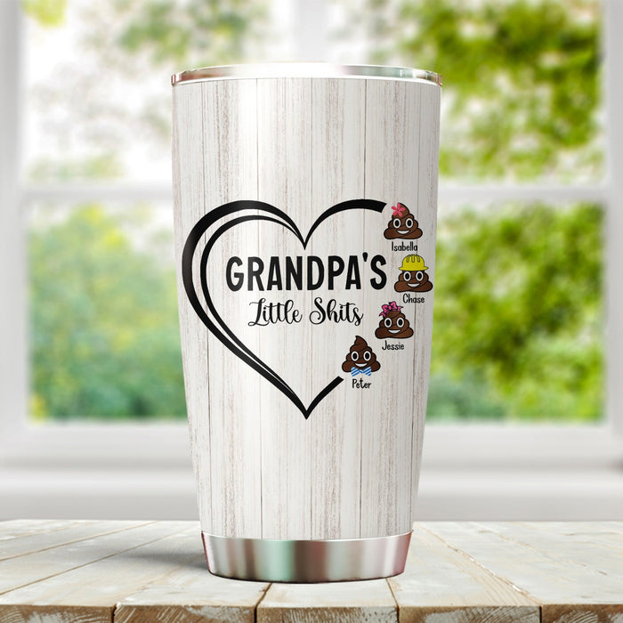 Personalized Tumbler For Grandpa From Grandkids Funny Little Shits Hearts Multi Theme Custom Name Travel Cup Xmas Gifts