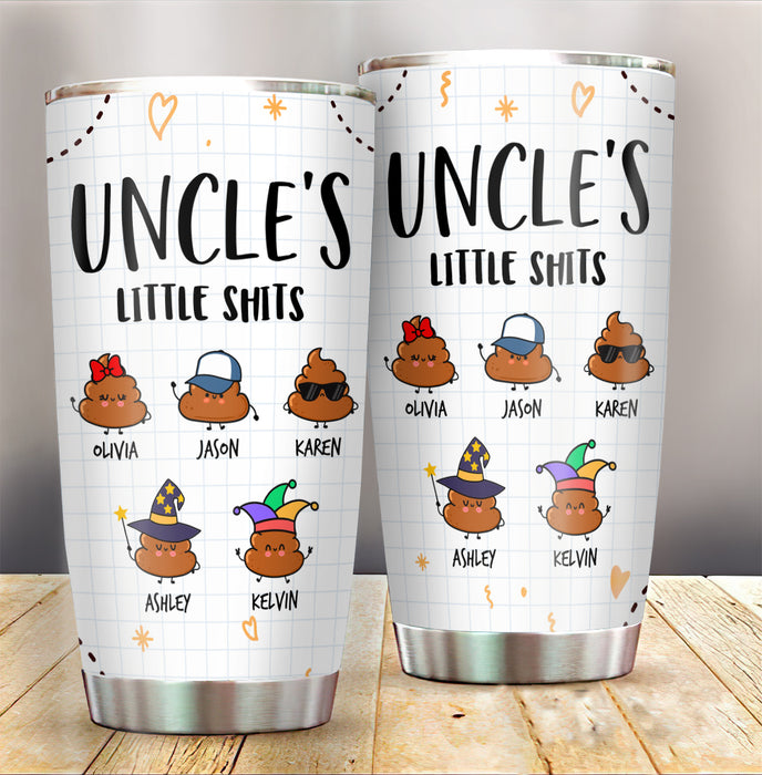 Personalized Tumbler For Uncle From Niece Nephew Uncle's Little Shits Note Background Custom Name 20oz Fathers Day Gifts
