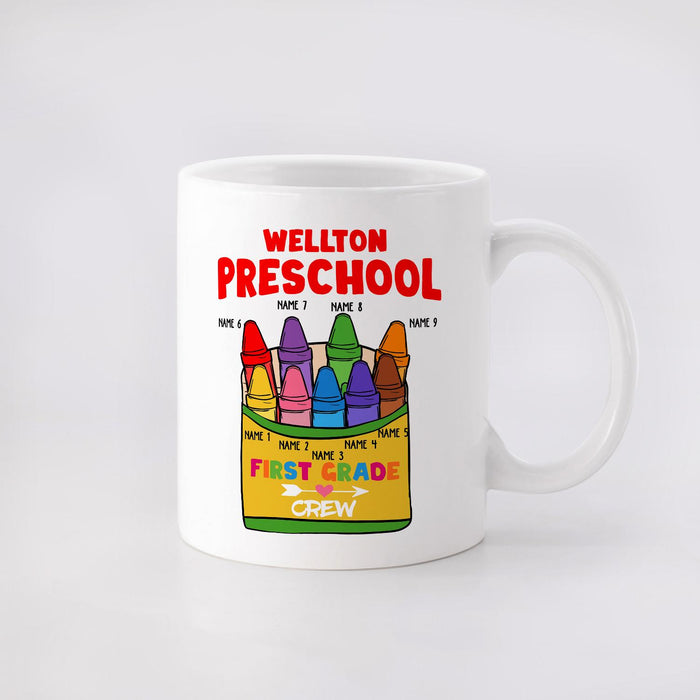 Personalized Ceramic Coffee Mug For Teachers Colorful Crayon Design Custom Name 11 15oz Back To School Cup