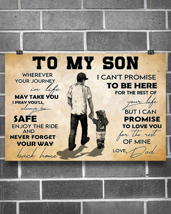 Personalized To My Son Canvas Wall Art Gifts From Dad I Promise To Love You Baseball Lovers Custom Name Poster Prints