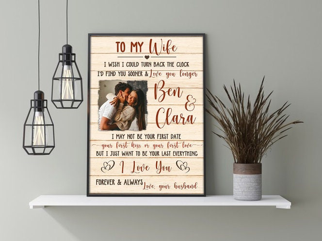 Personalized To My Wife Canvas Wall Art From Husband I Wish Could Turn Back Clock Custom Name Photo Canvas Poster Gifts