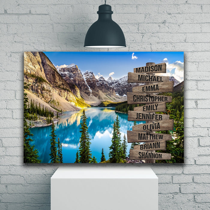 Personalized Canvas Wall Art Gifts For Family Mountain Moraine Lake In Winter Custom Name Poster Prints Wall Decor