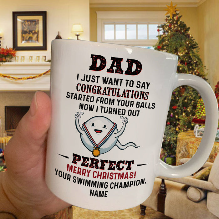 Personalized Coffee Mug For Dad From Kids Started From Your Balls Funny Sperm Custom Name Ceramic Cup Gifts For Birthday