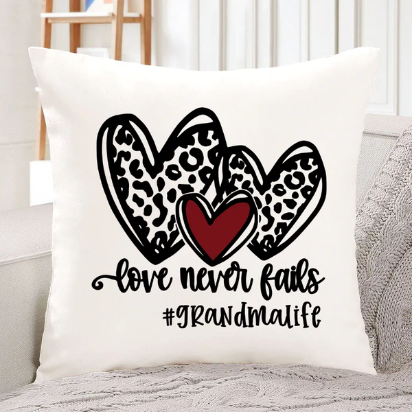 Personalized Square Pillow For Grandma Life Love Never Fails Leopard Custom Hashtag Sofa Cushion Christmas Gifts