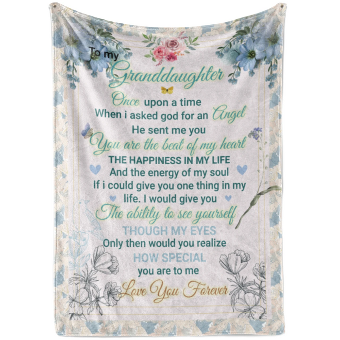 Personalized To My Granddaughter Blanket From Grandparent When I Asked God For An Angel Colorful Flower Printed