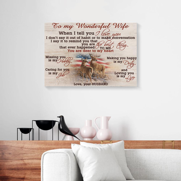 Personalized To My Wife Canvas Wall Art From Husband Deer Hunting Missing You Is Hobby Custom Name Poster Prints Gifts