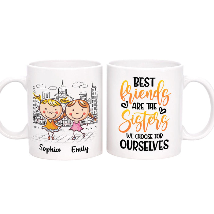 Personalized Ceramic Coffee Mug For Bestie BFF Best Friends Are Cute Girls Printed Custom Name 11 15oz Cup