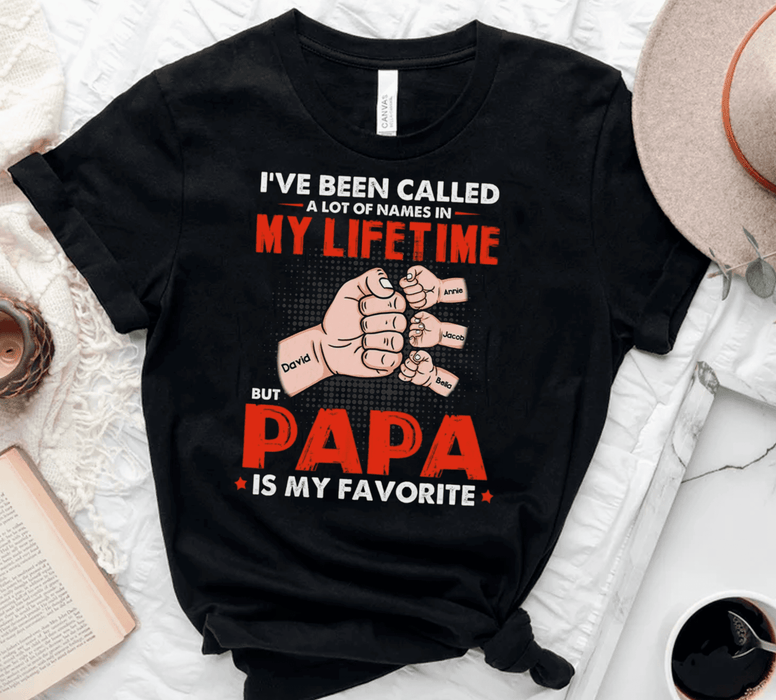 Personalized T-Shirt For Grandpa Papa Is My Vintage Fist Bump Design Custom Grandkids Name Father's Day Shirt