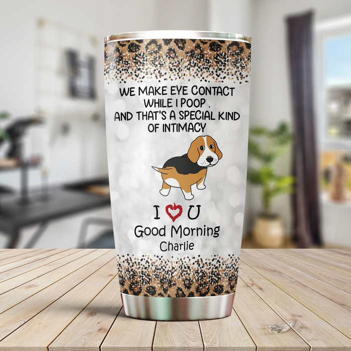 Personalized Tumbler For Dog Owner Funny We Make Eye I Contact Pawprints Custom Name Travel Cup Gifts For Christmas