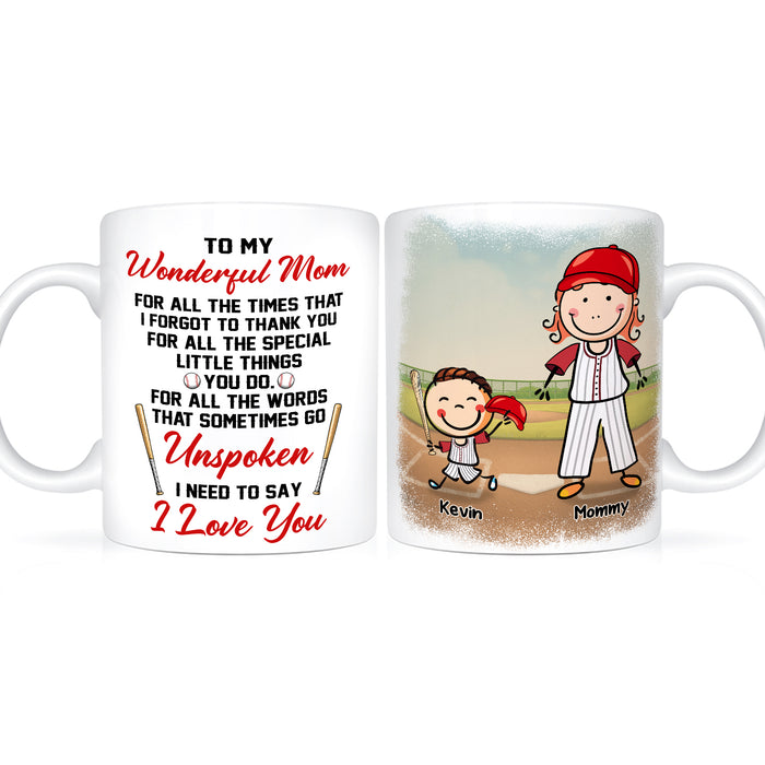Personalized Ceramic Coffee Mug For Baseball Lovers To Mom Unspoken Funny Cute Kid PrintCustom Name 11 15oz Cup